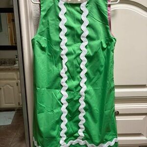 House of MBR Green Sleeveless Dress with White Trim